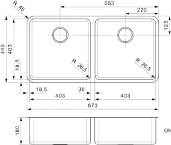 Reginox Ohio évier double inox 40x40 + 40x40 B09H6LLU08GDS.9 R16596