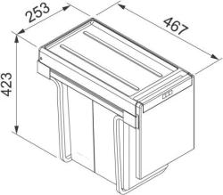 Système de gestion des déchets encastrable Franke Cube 30 avec commande manuelle, poubelle de cuisine 2 x 15L 134.0039.553