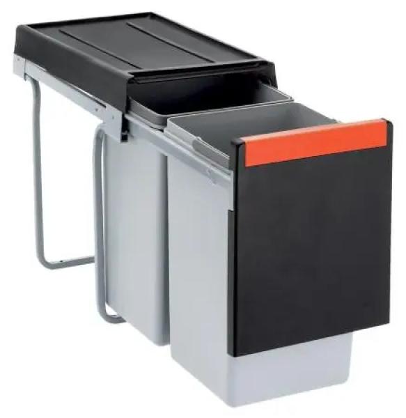 Système de gestion des déchets encastrable Franke Cube 30 avec commande manuelle, poubelle de cuisine 2 x 15L 134.0039.553