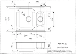 Reginox Admiral 60 1.5 évier en acier inoxydable sous plan, à fleur de plan ou en surface réversible R18279