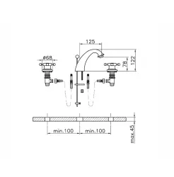 Huber Victorian 3-trous mitigeur de lavabo Chromé VT00101021