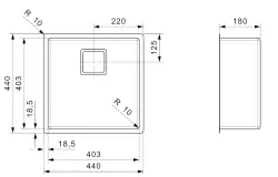 Reginox Texas R10 rayon extérieur 40 x 40 évier en acier inoxydable moyen R28025