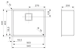 Reginox Texas R10 rayon extérieur 50 x 40 évier médium en acier inoxydable B09T3LLU06GDS.10