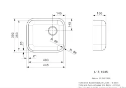 Reginox L18 4035 OKG Acier inoxydable poli Evier sous plan, à fleur de plan ou en surface B2914LLU06GDS