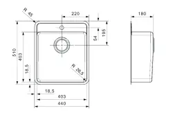 Reginox Ohio Évier 40x40 à fleur de plan avec avec surface pour trou de robinet B09H9LLU06NDS.9 R15803