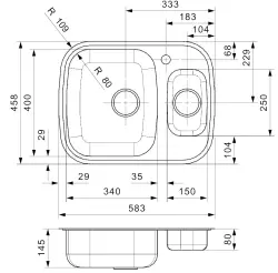 Reginox Morena 1.5 évier en acier inoxydable montage à fleur de plan bac à déchets R16534