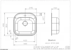 Reginox Boston Évier en acier inoxydable avec surface pour trou de robinet 49x49cm montage à fleur de plan R00670